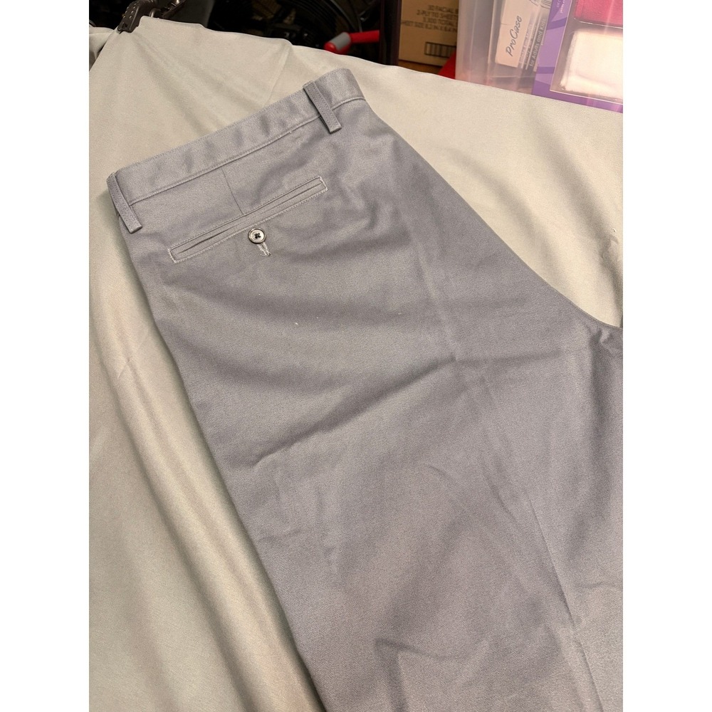 Lands End Mens Gray Dress Pants Flat Front Straight Leg Twill Trousers 42x31.5 - Picture 12 of 12